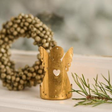 Brass 'Angel Facade' Tea Light Candle Holder | Single or Boxed Gift - Thedanes.co.uk - Creative & Sustainable Living The Scandinavian Way