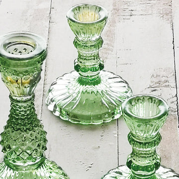 Spring Green Recycled Glass Dinner Candlestick - 2 Sizes