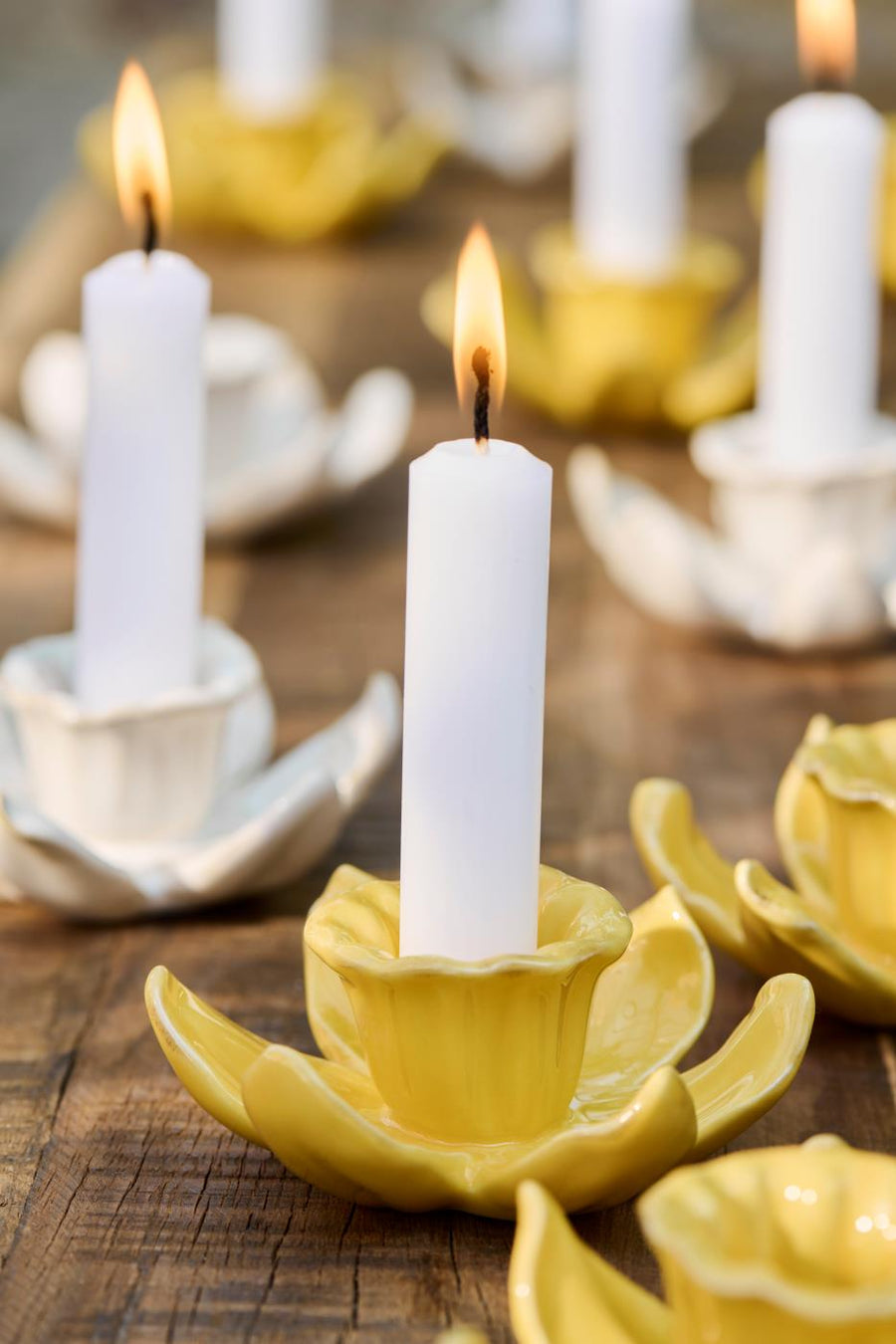 Ceramic Daffodil Candle Holder | Sunshine Yellow Or White - Thedanes.co.uk - Creative & Sustainable Living The Scandinavian Way