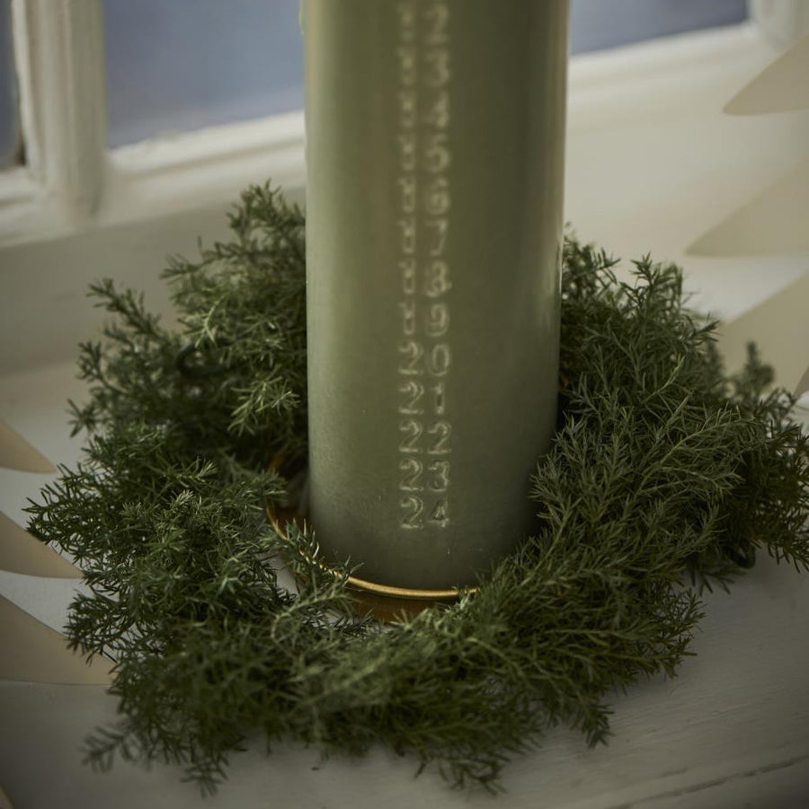 Christmas Countdown Advent Pillar Candle - Moss Green | Embossed Number 1-24 - Thedanes.co.uk - Creative & Sustainable Living The Scandinavian Way
