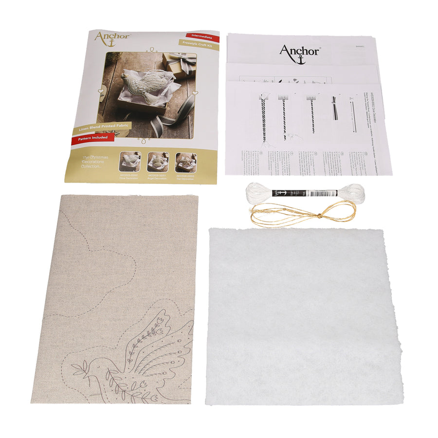 Christmas Dove Decoration Linen Embroidery Kit