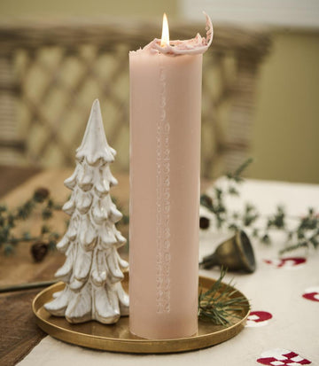 Christmas Countdown Advent Pillar Candle - Soft Rosa Pink | Embossed Number 1-24 - Thedanes.co.uk - Creative & Sustainable Living The Scandinavian Way