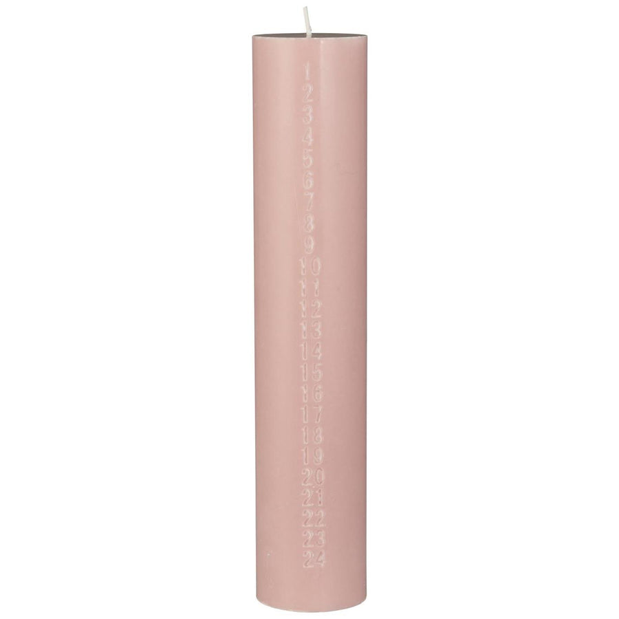 Christmas Countdown Advent Pillar Candle - Soft Rosa Pink | Embossed Number 1-24 - Thedanes.co.uk - Creative & Sustainable Living The Scandinavian Way