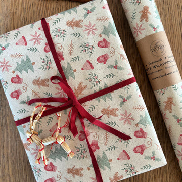 Christmas Nostalgia Eco Friendly Gift Wrapping Paper, Grass Fiber | 57cm x 3M - Thedanes.co.uk - Creative & Sustainable Living The Scandinavian Way