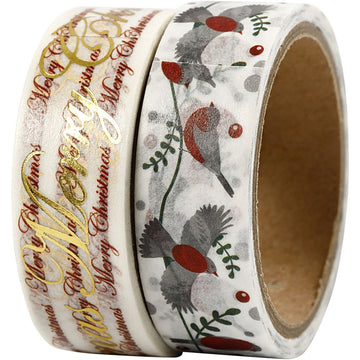 Christmas Washi Paper Tape | Merry Christmas & Birds