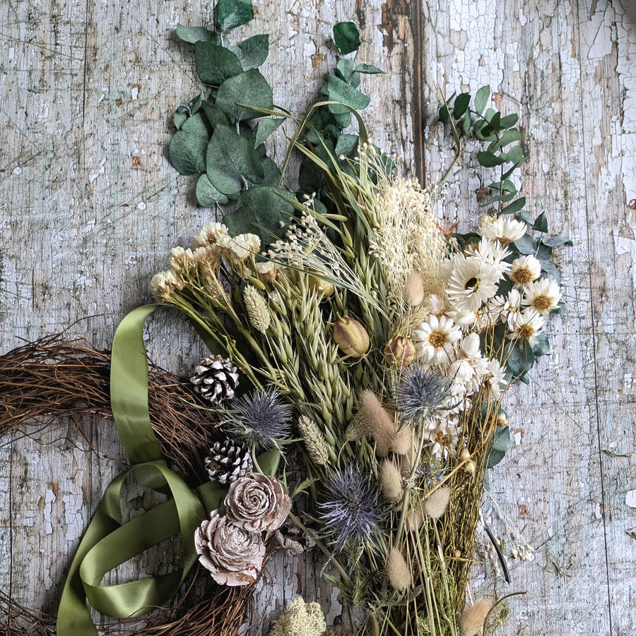 Christmas & Winter Dried Flower & Eucalyptus Wreath Kit - Thedanes.co.uk - Creative & Sustainable Living The Scandinavian Way