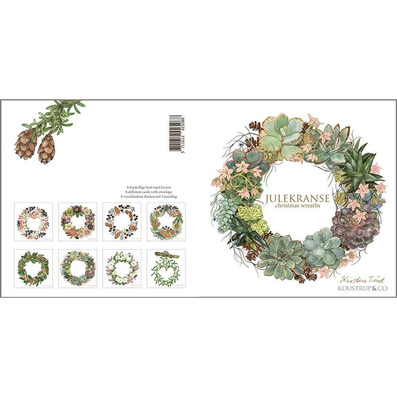 Christmas Wreath Cards | 8 Assorted - Square 15x15cm - Thedanes.co.uk - Creative & Sustainable Living The Scandinavian Way
