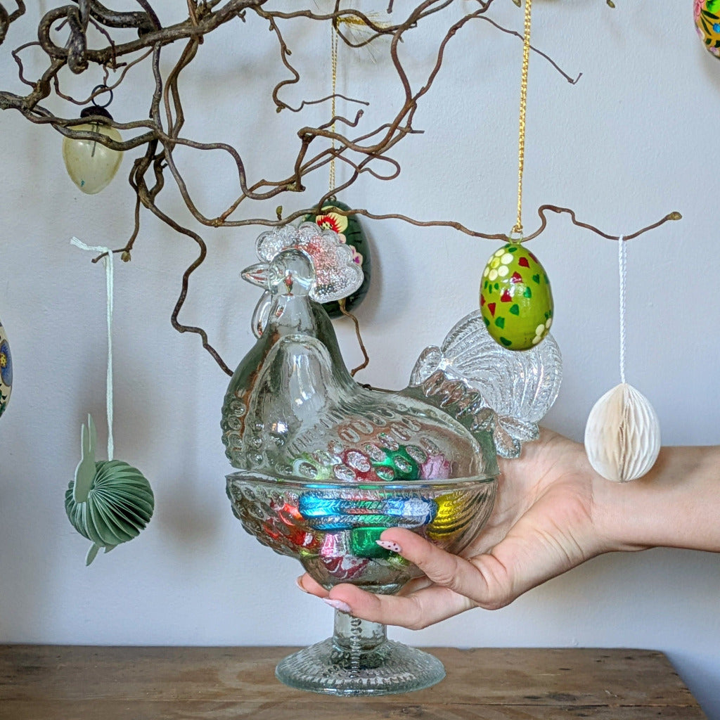 Decorative Easter Cockerel Glass Trinket Dish W/Lid - Thedanes.co.uk - Creative & Sustainable Living The Scandinavian Way