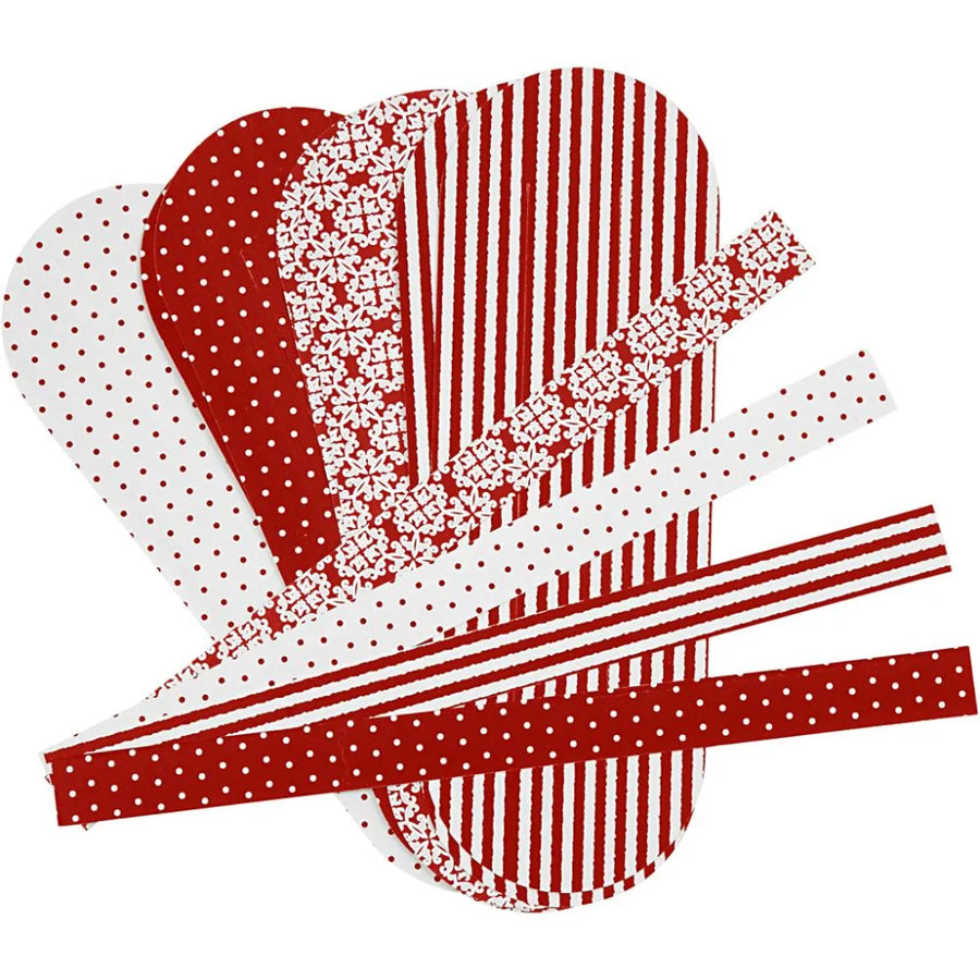 Danish Paper Christmas Heart Craft Decorations | Red & White Mixed Patterns - Thedanes.co.uk - Creative & Sustainable Living The Scandinavian Way