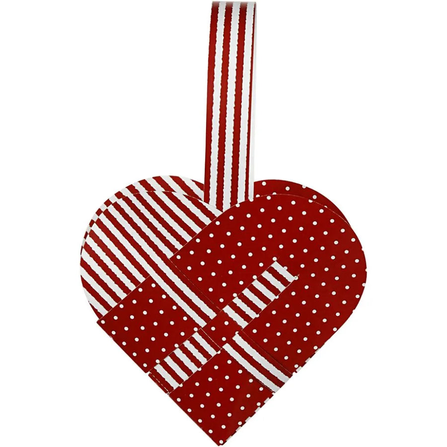 Danish Paper Christmas Heart Craft Decorations | Red & White Mixed Patterns - Thedanes.co.uk - Creative & Sustainable Living The Scandinavian Way