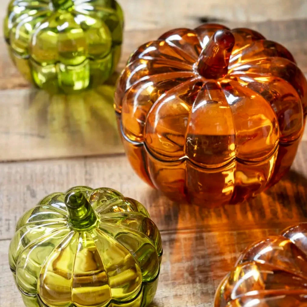 Decorative Autumnal Pumpkin Glass Trinket Dish W/Lid - Thedanes.co.uk - Creative & Sustainable Living The Scandinavian Way