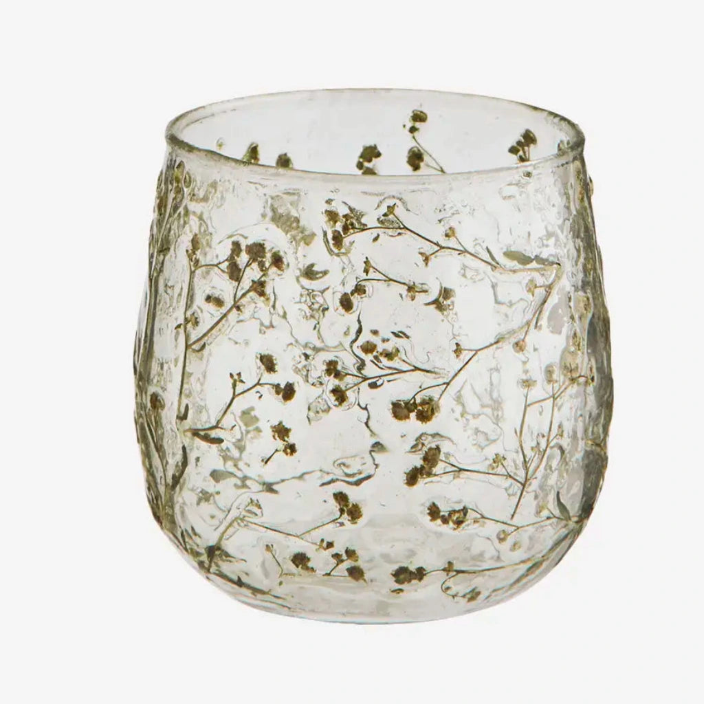Large Glass Votive With Dried Embedded Flowers | 10cm - Thedanes.co.uk - Creative & Sustainable Living The Scandinavian Way