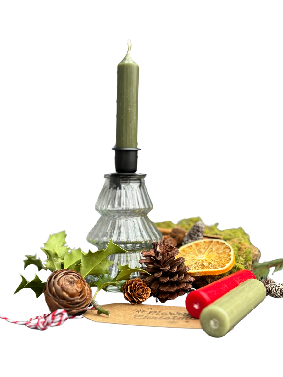 Glass Christmas Tree Candleholder With Candles | Gift Set - Thedanes.co.uk - Creative & Sustainable Living The Scandinavian Way