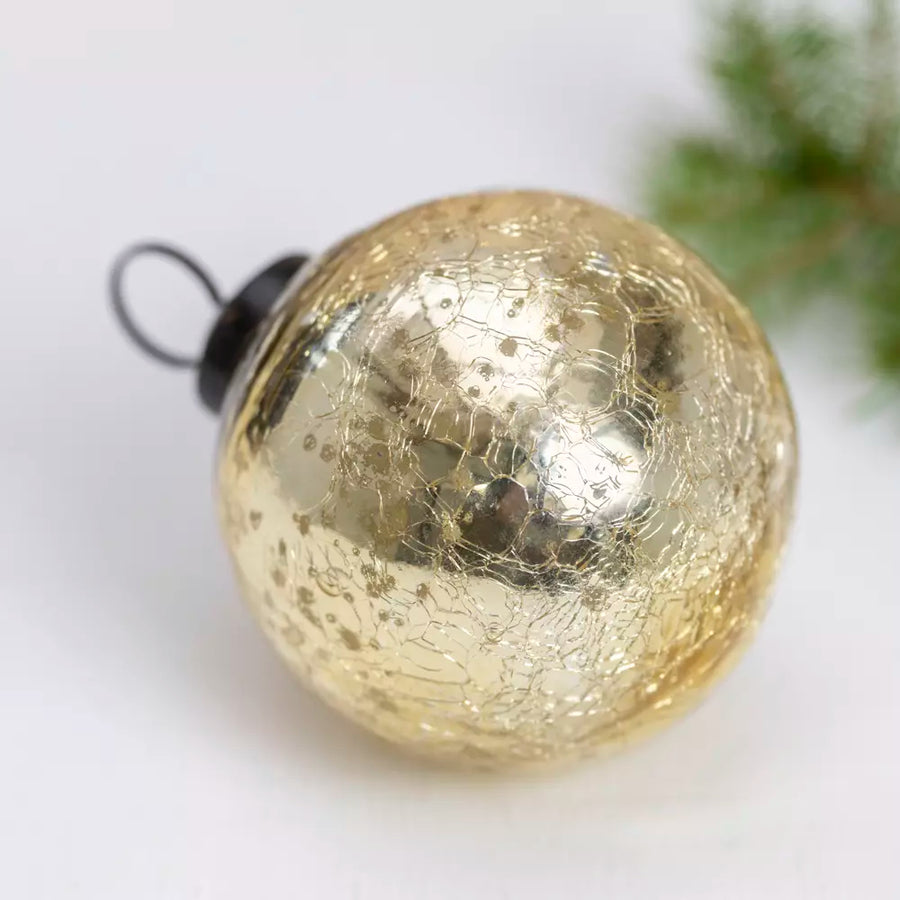 Gold Crackle Glass Bauble | 2 Sizes - Thedanes.co.uk - Creative & Sustainable Living The Scandinavian Way