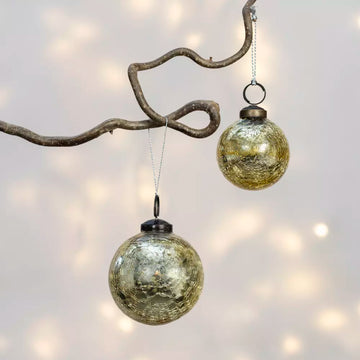 Gold Crackle Glass Bauble | 2 Sizes - Thedanes.co.uk - Creative & Sustainable Living The Scandinavian Way
