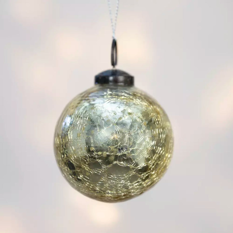 Gold Crackle Glass Bauble | 2 Sizes - Thedanes.co.uk - Creative & Sustainable Living The Scandinavian Way