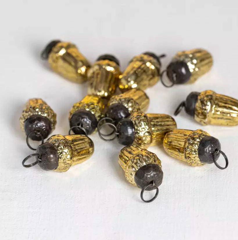 Gold Mini Acorn Glass Decorations | Bag of 10 - Thedanes.co.uk - Creative & Sustainable Living The Scandinavian Way