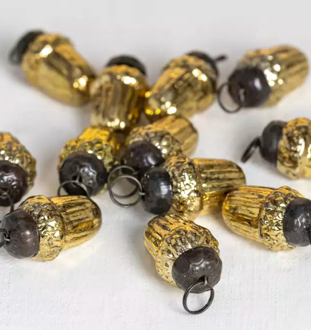 Gold Mini Acorn Glass Decorations | Bag of 10 - Thedanes.co.uk - Creative & Sustainable Living The Scandinavian Way