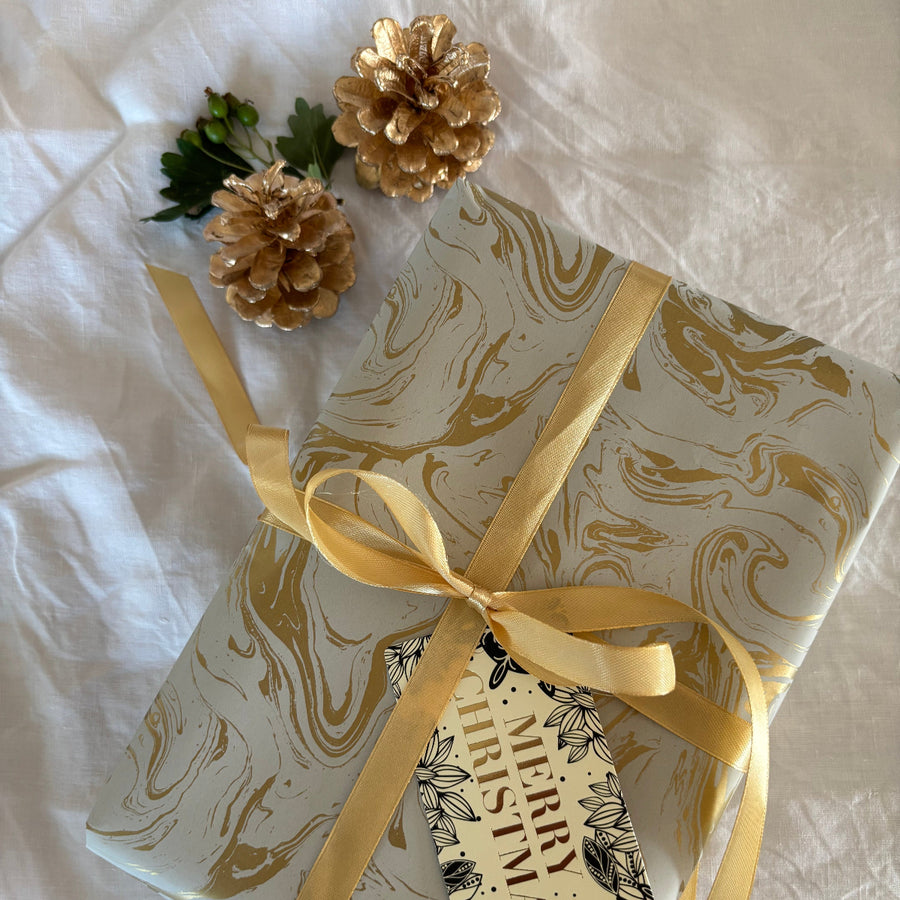 Gold Marble Gift Wrapping Paper| 57cm x 3M Recyclable - Thedanes.co.uk - Creative & Sustainable Living The Scandinavian Way