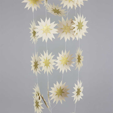 White & Gold Falling Star Garland - Fair Trade | 3Mtr - Thedanes.co.uk - Creative & Sustainable Living The Scandinavian Way