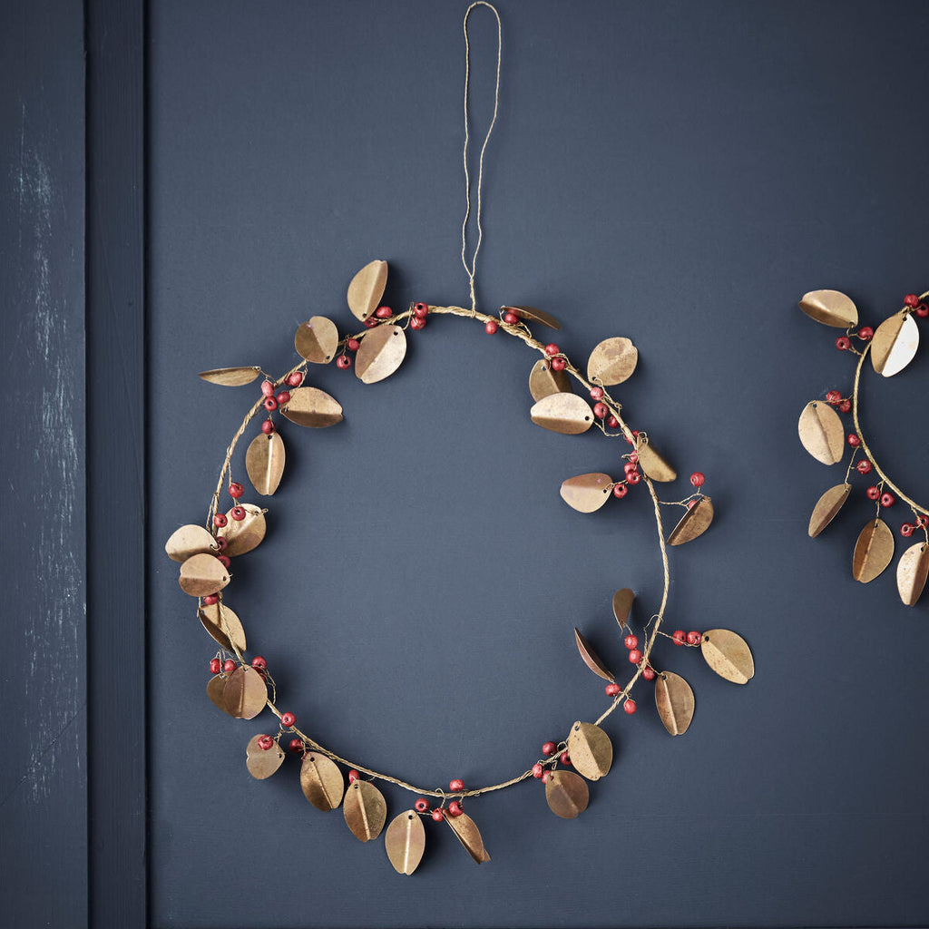 Golden Brass Leaf Metal Wreath | 20cm - Thedanes.co.uk - Creative & Sustainable Living The Scandinavian Way