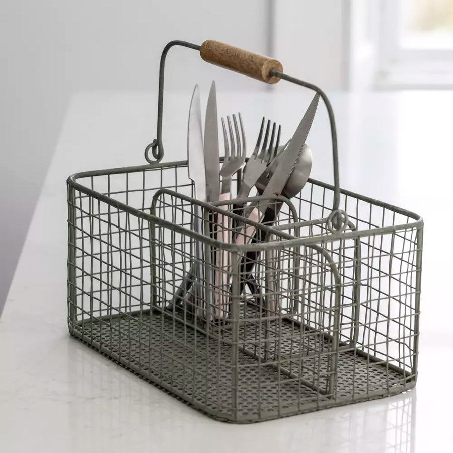 Grey Wire Cutlery Holder Caddy - Thedanes.co.uk - Creative & Sustainable Living The Scandinavian Way