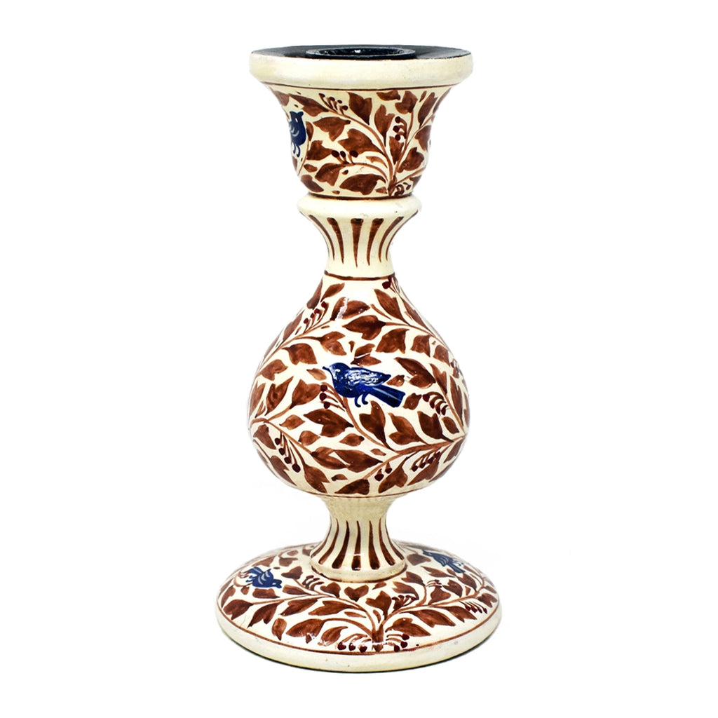 Hand Painted Kashmir Wooden Candle Stick | Bird and Holly - Thedanes.co.uk - Creative & Sustainable Living The Scandinavian Way