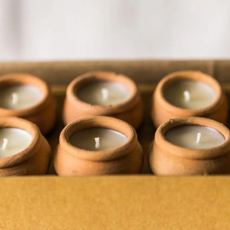 Handmade Terracotta Beeswax Candles - Box of 10