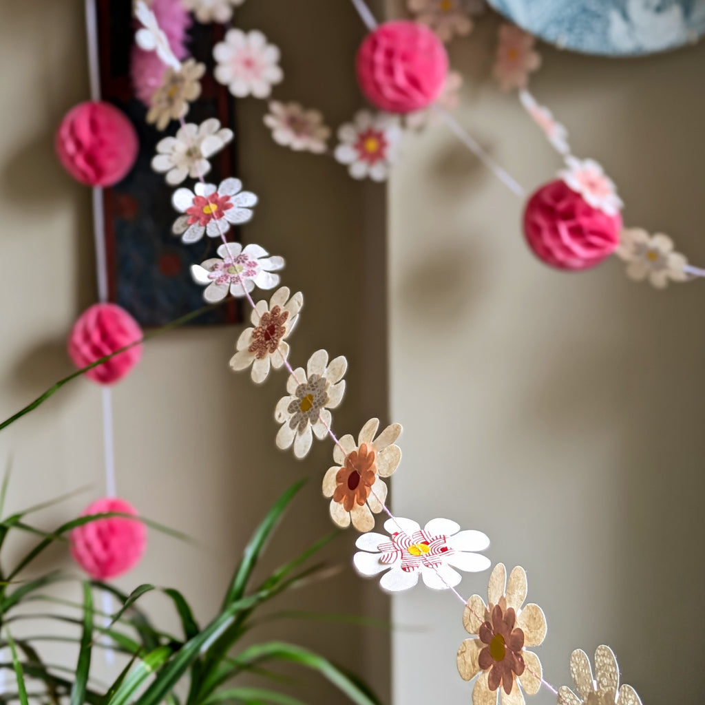 Handmade Flower Blossom Paper Garland | Fair Trade 2mtr - Thedanes.co.uk - Creative & Sustainable Living The Scandinavian Way