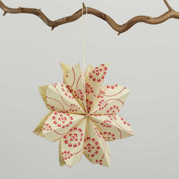 Handmade Paper Star, Fair Trade | Capella Red & White, 18cm - Thedanes.co.uk - Creative & Sustainable Living The Scandinavian Way