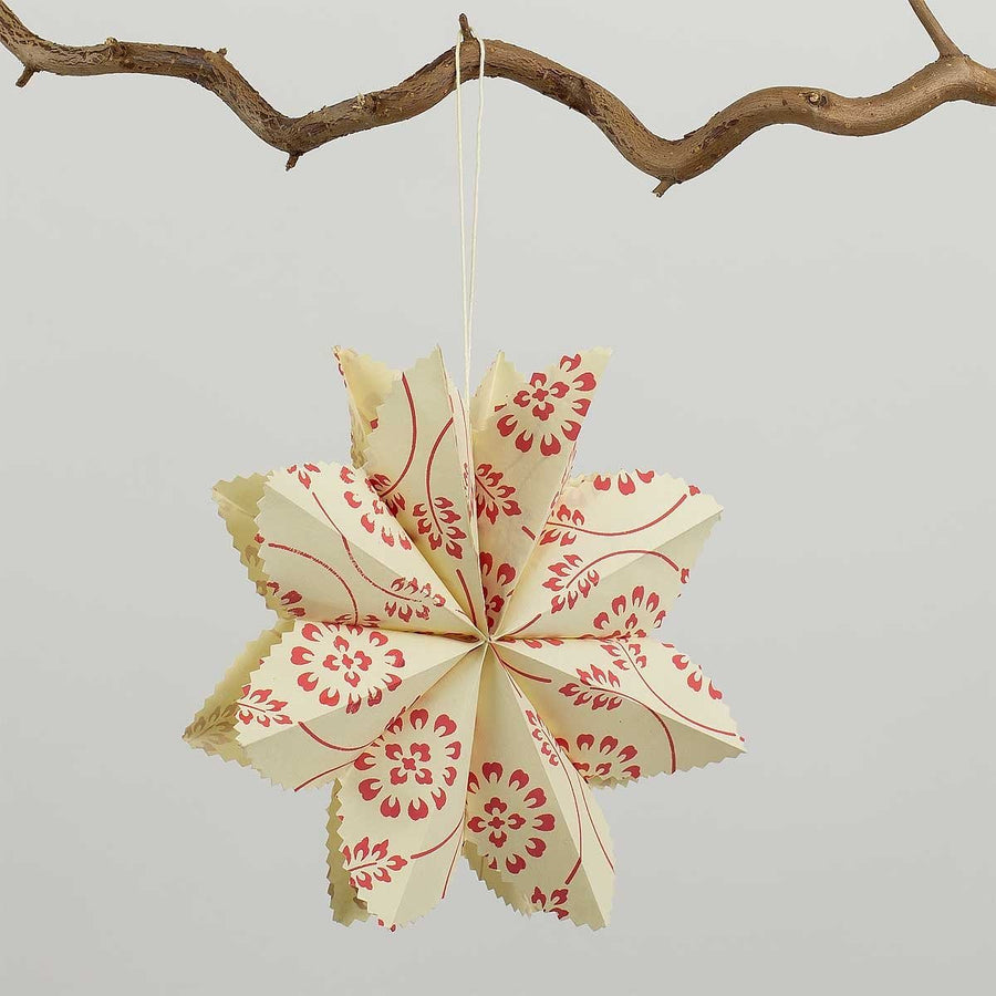 Handmade Paper Star, Fair Trade | Capella Red & White, 18cm - Thedanes.co.uk - Creative & Sustainable Living The Scandinavian Way