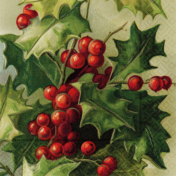 Botanical Christmas Holly Berries Paper Napkins | 33 x 33cm - Thedanes.co.uk - Creative & Sustainable Living The Scandinavian Way