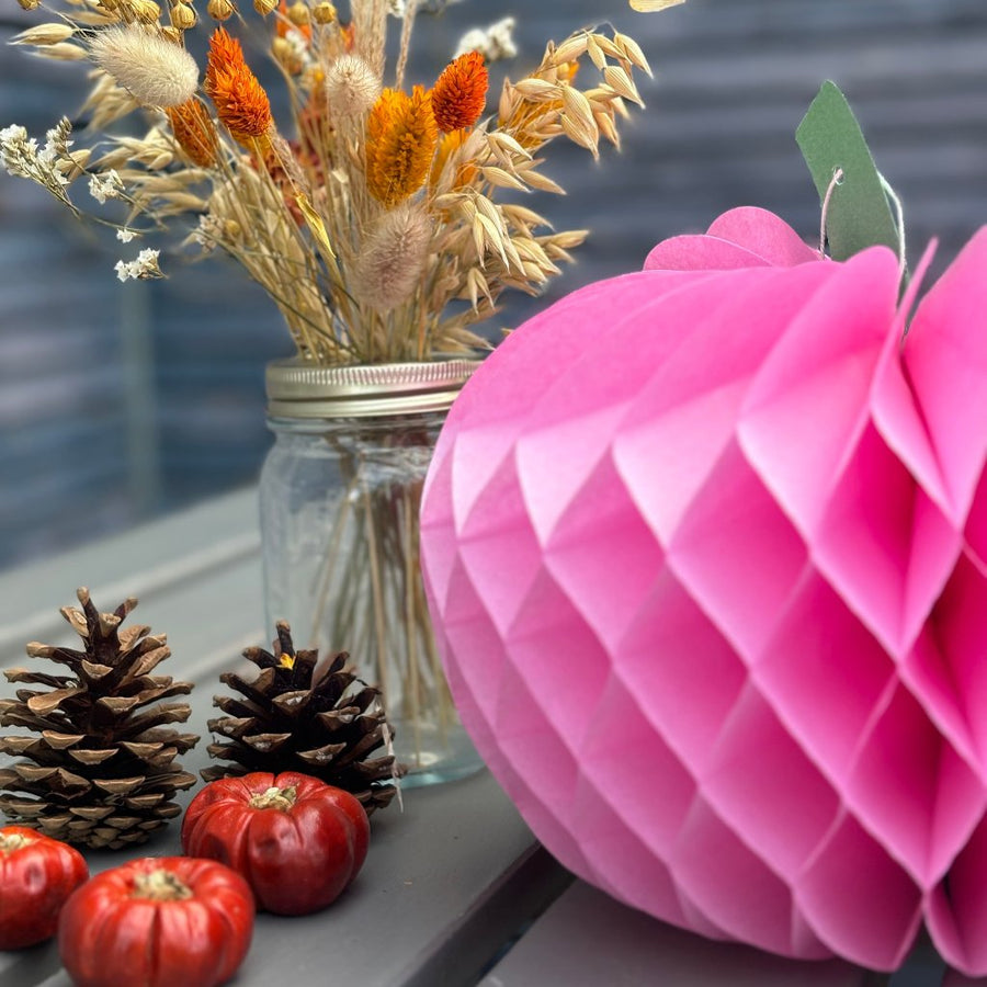 Honeycomb Paper Pumpkin Decoration | Rose Pink - Thedanes.co.uk - Creative & Sustainable Living The Scandinavian Way