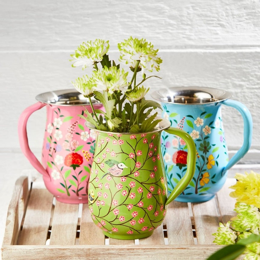 Hand Painted Enamel Floral Jug - Fair Trade - Thedanes.co.uk - Creative & Sustainable Living The Scandinavian Way