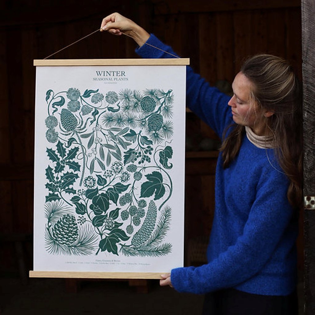 Winter Seasonal Plants Poster - Lino Print By Isla Middleton - Thedanes.co.uk - Creative & Sustainable Living The Scandinavian Way