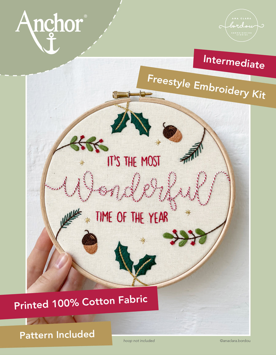 'It's The Most Wonderful Time' Embroidery Hoop Kit