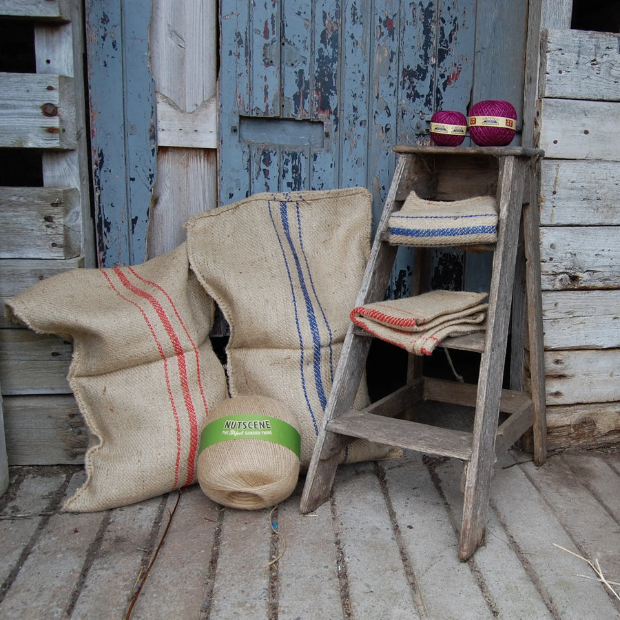 Large Natural Hessian Garden & Display Sack | Red Stripe - Thedanes.co.uk - Creative & Sustainable Living The Scandinavian Way