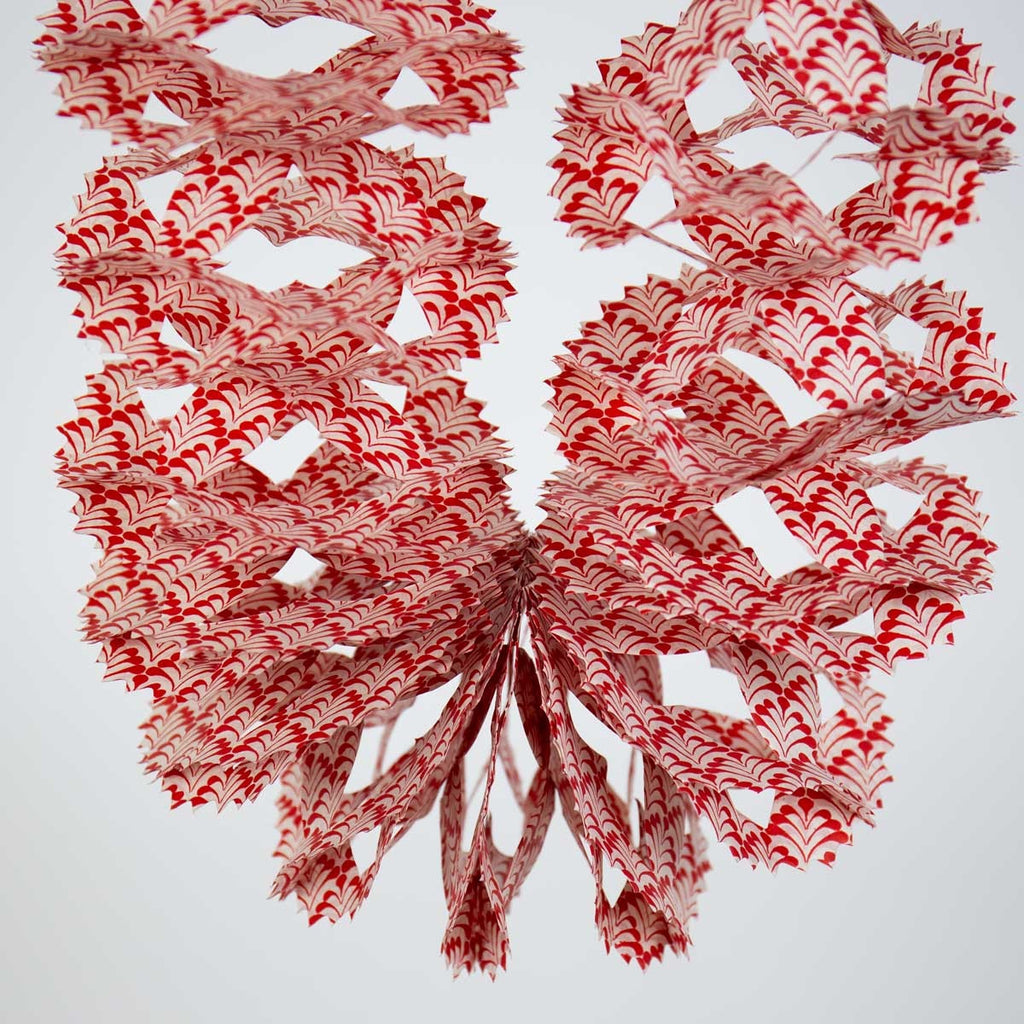 Kathmandu Honeycomb Paper Garland - Fair Trade | Red & White - Thedanes.co.uk - Creative & Sustainable Living The Scandinavian Way