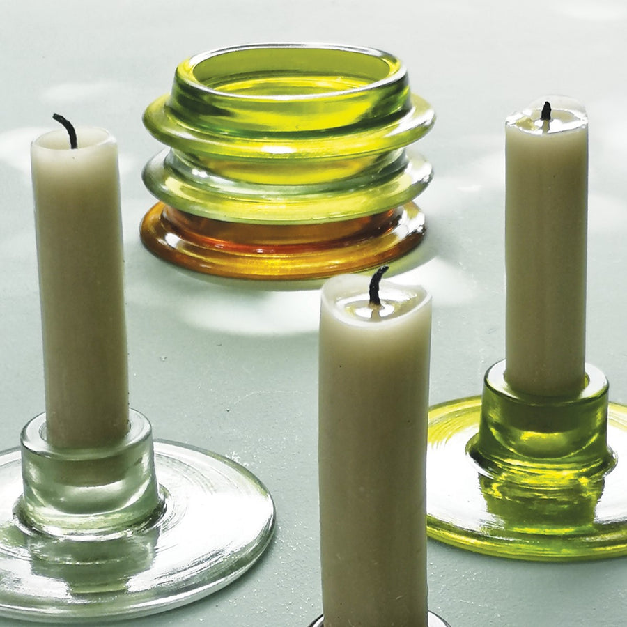 Green Recycled Glass Low Dinner Candlestick | 10cm - Thedanes.co.uk - Creative & Sustainable Living The Scandinavian Way