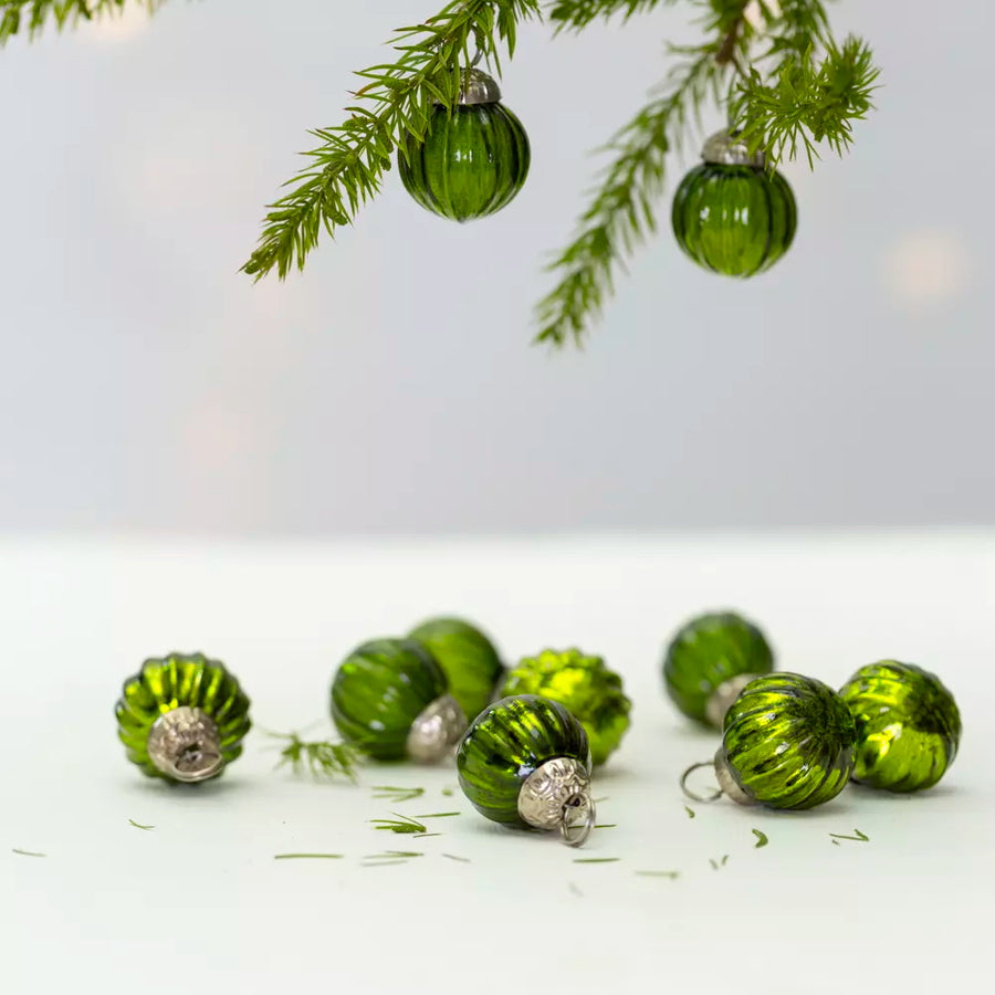 Mini Bright Green Glass Baubles | Bag of 10 - Thedanes.co.uk - Creative & Sustainable Living The Scandinavian Way