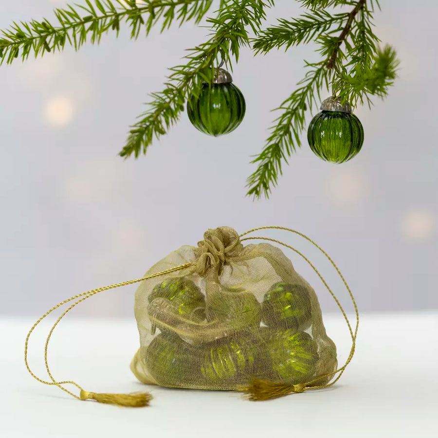 Mini Bright Green Glass Baubles | Bag of 10 - Thedanes.co.uk - Creative & Sustainable Living The Scandinavian Way