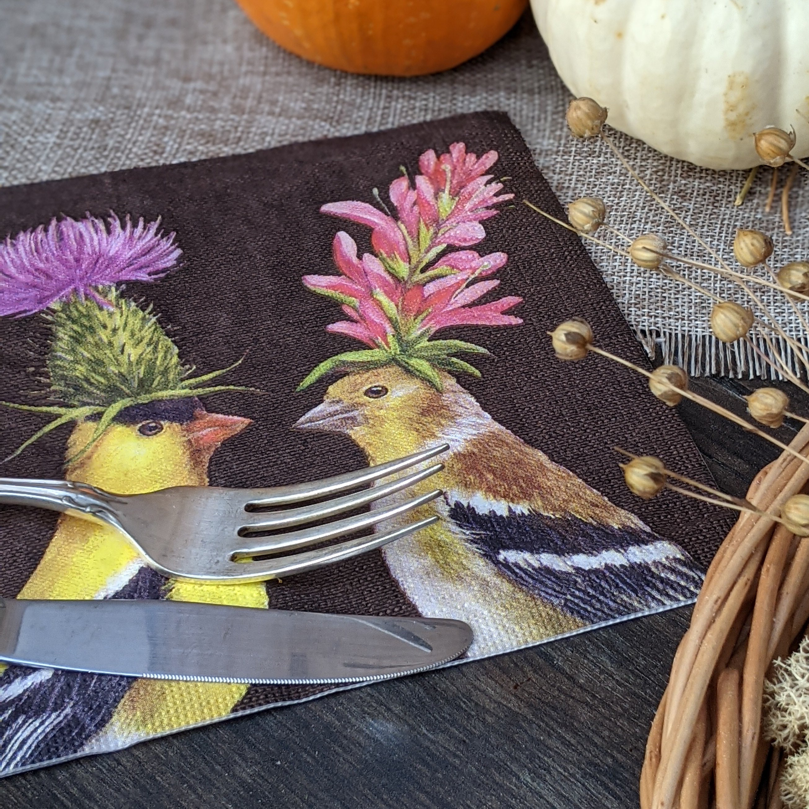 Goldfinch Couple Paper Napkins By Vicki Sawyer – The Danes