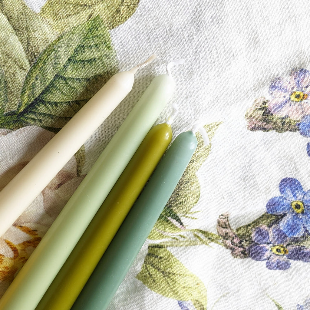 8 Tapered Dinner Candles | Green Colour Mix - Thedanes.co.uk - Creative & Sustainable Living The Scandinavian Way