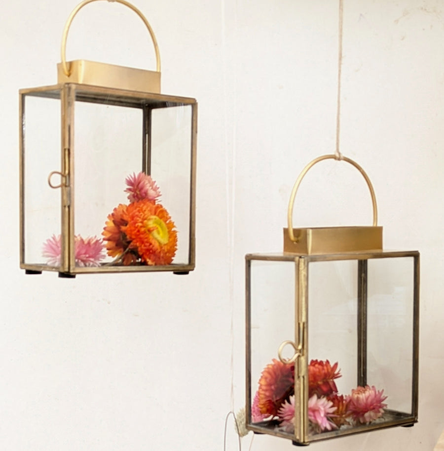 Glass & Brass Lantern | 16cm | Scandi Hygge - Thedanes.co.uk - Creative & Sustainable Living The Scandinavian Way