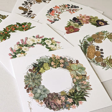 Christmas Wreath Cards | 8 Assorted - Square 15x15cm - Thedanes.co.uk - Creative & Sustainable Living The Scandinavian Way