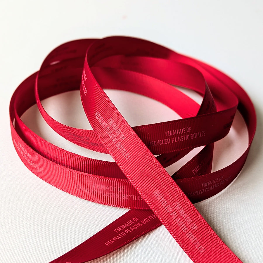 Red Recycled Ribbon 'Made From Bottles 4.5M x 16mm - Thedanes.co.uk - Creative & Sustainable Living The Scandinavian Way