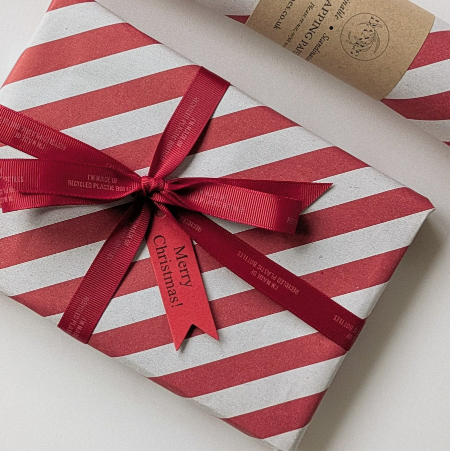 Recycled Gift Wrapping Paper - Red Candy Cane | 3M - Thedanes.co.uk - Creative & Sustainable Living The Scandinavian Way