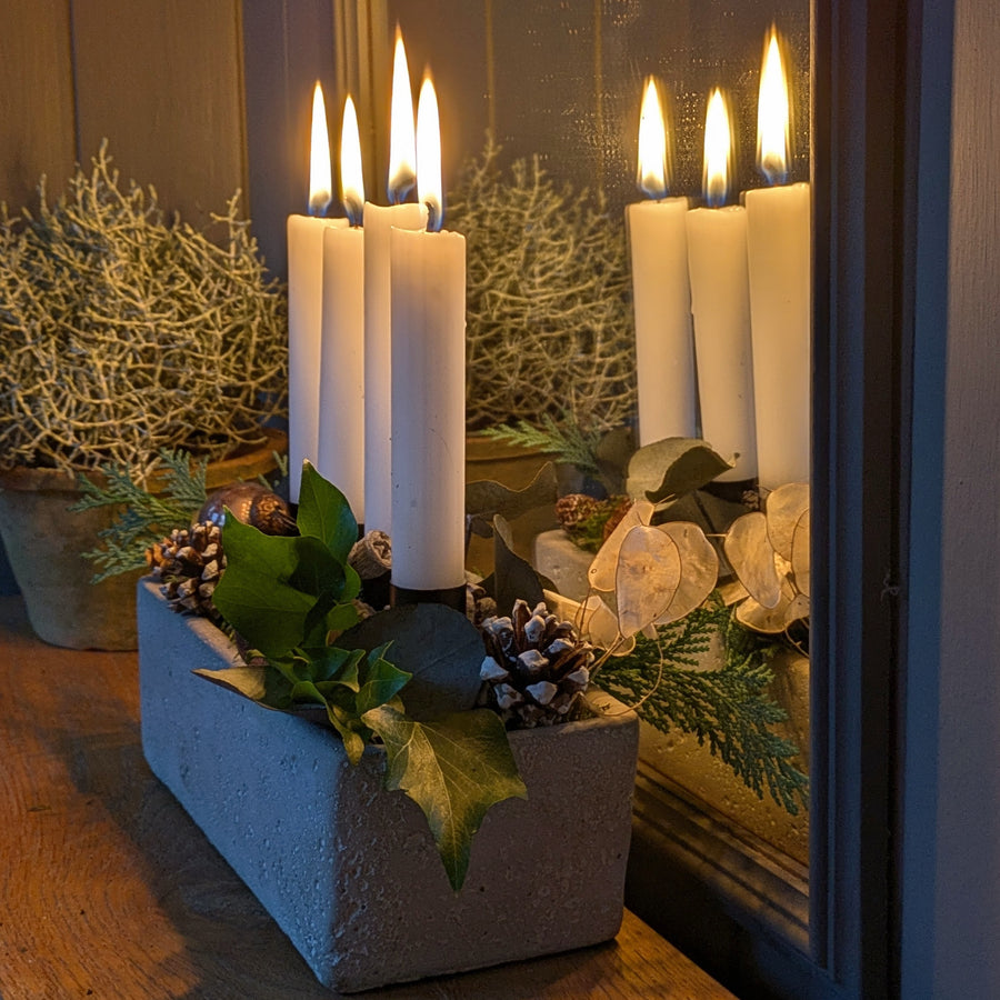 Long Concrete Scandi Display Container With 4 Candles | Gift Set - Thedanes.co.uk - Creative & Sustainable Living The Scandinavian Way