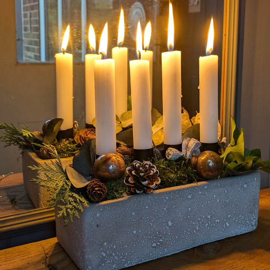 Long Concrete Scandi Display Container With 4 Candles | Gift Set - Thedanes.co.uk - Creative & Sustainable Living The Scandinavian Way