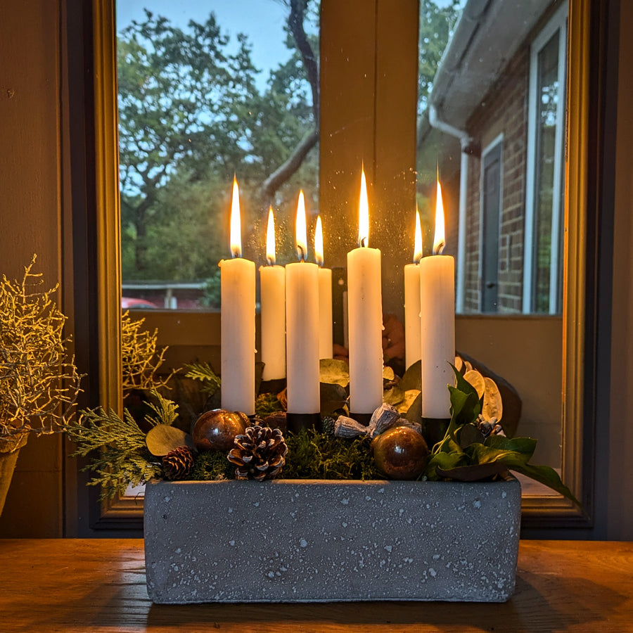 Long Concrete Scandi Display Container With 4 Candles | Gift Set - Thedanes.co.uk - Creative & Sustainable Living The Scandinavian Way